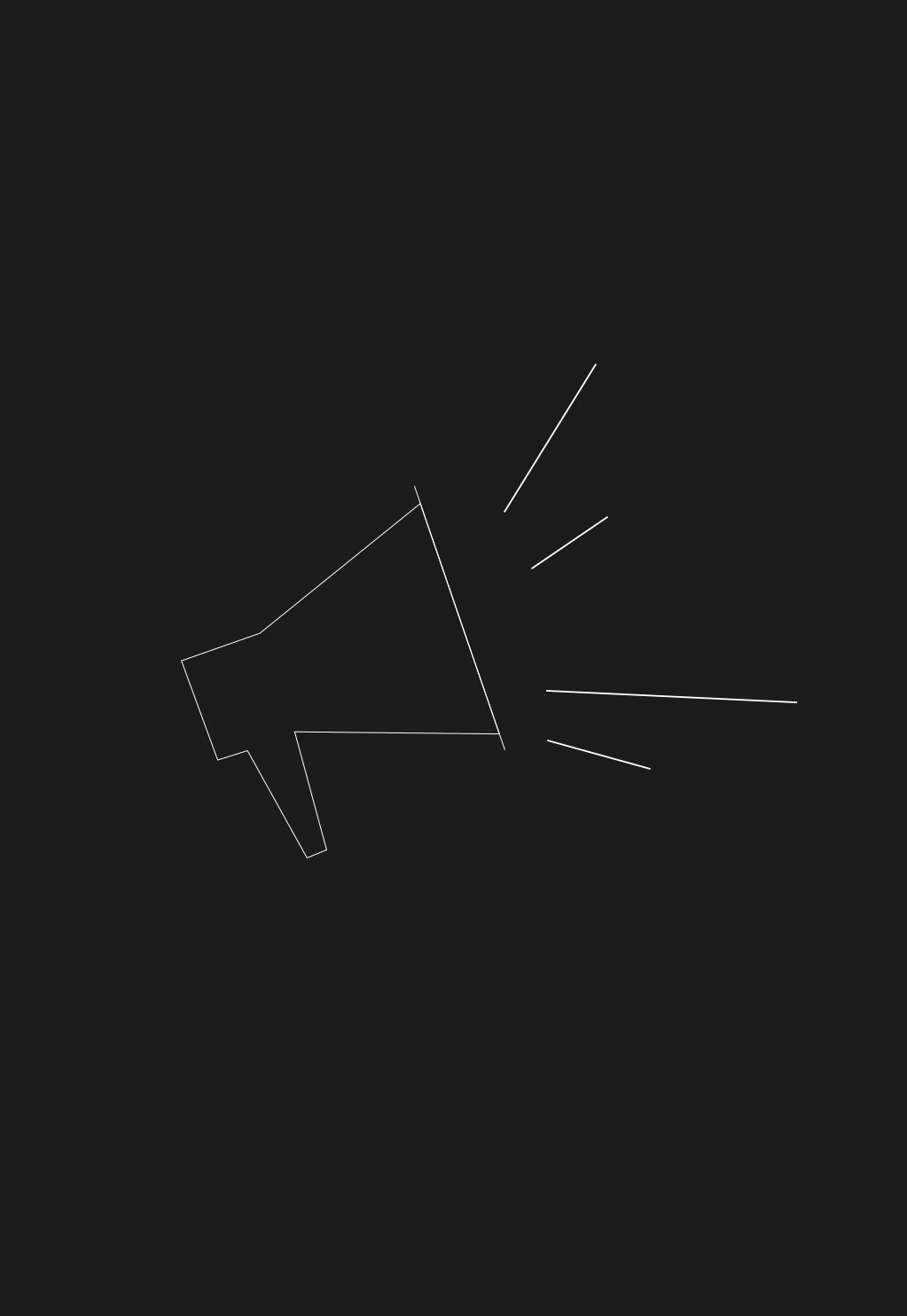 آیکون مینیمال بلندگو با خطوط سفید روی پس‌زمینه مشکی، نمادی از آگاهی از برند و استراتژی ارتباطات.